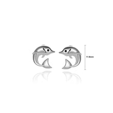 Load image into Gallery viewer, 925 Sterling Silver Simple Cute Dolphin Stud Earrings with Cubic Zirconia