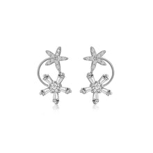 Load image into Gallery viewer, 925 Sterling Silver Fashion Simple Flower Stud Earrings with Cubic Zirconia