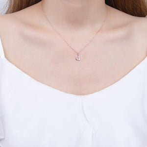 925 Sterling Silver Plated Rose Gold Fashion Simple Heart-shaped Shell Lock Pendant with Necklace