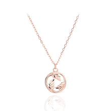 Load image into Gallery viewer, 925 Sterling Silver Plated Rose Gold Simple Temperament Hollow Leaf Geometric Pendant with Necklace