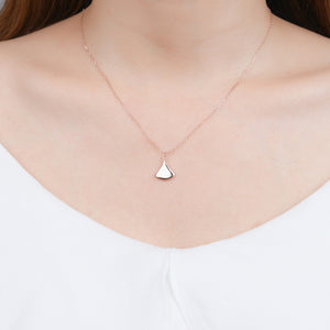 925 Sterling Silver Plated Rose Gold Simple Fashion Geometric Skirt Pendant with Necklace
