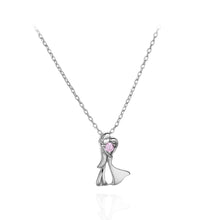 Load image into Gallery viewer, 925 Sterling Silver Fashion Temperament Couple Character Pendant with Pink Cubic Zirconia and Necklace