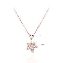 Load image into Gallery viewer, 925 Sterling Silver Plated Rose Gold Simple Bright Maple Leaf Pendant with Cubic Zirconia and Necklace
