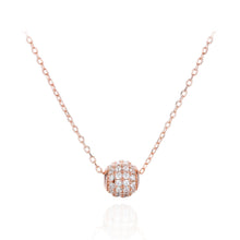 Load image into Gallery viewer, 925 Sterling Silver Plated Rose Gold Simple and Bright Geometric Transfer Bead Pendant with Cubic Zirconia and Necklace