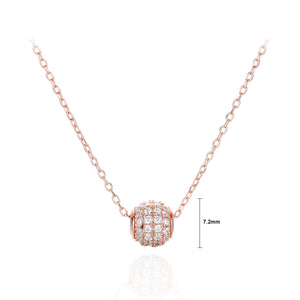 925 Sterling Silver Plated Rose Gold Simple and Bright Geometric Transfer Bead Pendant with Cubic Zirconia and Necklace