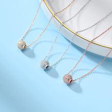 Load image into Gallery viewer, 925 Sterling Silver Plated Rose Gold Simple and Bright Geometric Transfer Bead Pendant with Cubic Zirconia and Necklace
