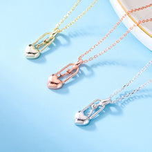 Load image into Gallery viewer, 925 Sterling Silver Plated Rose Gold Fashion Simple Heart-shaped Lock Key Pendant with Necklace