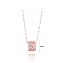 Load image into Gallery viewer, 925 Sterling Silver Plated Rose Gold Fashion Simple Hollow Geometric Pendant with Cubic Zirconia and Necklace
