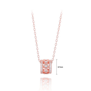 925 Sterling Silver Plated Rose Gold Fashion Simple Hollow Geometric Pendant with Cubic Zirconia and Necklace