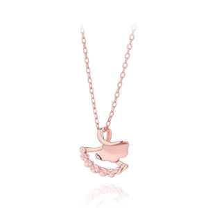 925 Sterling Silver Plated Rose Gold Simple Fashion Ginkgo Leaf Pendant with Necklace