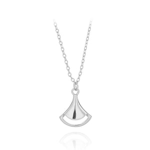 925 Sterling Silver Simple Fashion Fan-shaped Small Skirt Pendant with Necklace