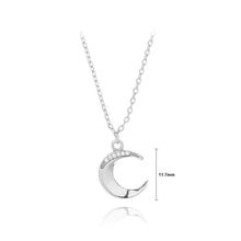 Load image into Gallery viewer, 925 Sterling Silver Simple Fashion Moon Pendant with Cubic Zirconia and Necklace