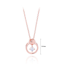 Load image into Gallery viewer, 925 Sterling Silver Plated Rose Gold Simple Fashion Star Circle Pendant with Cubic Zirconia and Necklace