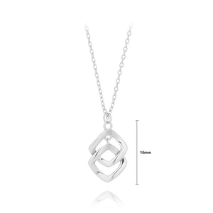 925 Sterling Silver Simple Fashion Hollow Geometric Diamond Pendant with Necklace