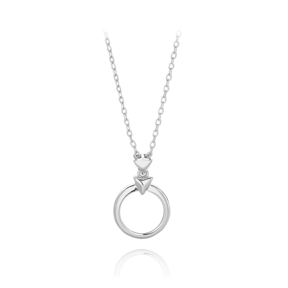 925 Sterling Silver Simple Fashion Hollow Geometric Circle Pendant with Necklace