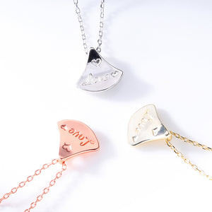 925 Sterling Silver Plated Rose Gold Fashion Simple Love Geometric Fan Pendant with Necklace