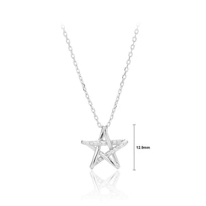 925 Sterling Silver Simple Fashion Star Pendant with Cubic Zirconia and Necklace