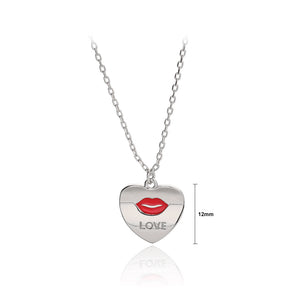 925 Sterling Silver Simple Fashion Lips Heart Pendant with Necklace