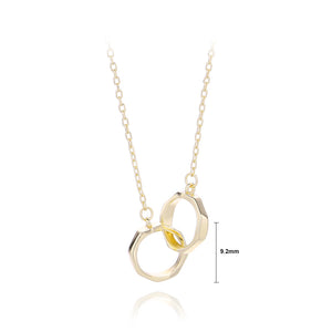 925 Sterling Silver Plated Gold Simple Fashion Hollow Geometric Pendant with Necklace