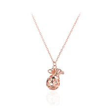 Load image into Gallery viewer, 925 Sterling Silver Plated Rose Gold Fashion Creative Hollow Lucky Bag Pendant with Necklace