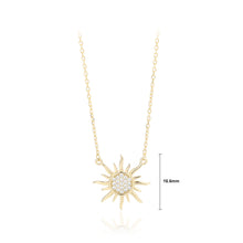 Load image into Gallery viewer, 925 Sterling Silver Plated Gold Fashion Simple Sun Pendant with Cubic Zirconia and Necklace
