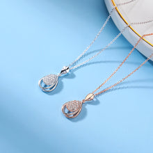 Load image into Gallery viewer, 925 Sterling Silver Plated Rose Gold Fashion and Elegant Water Drop-shaped Pendant with Cubic Zirconia and Necklace