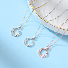 Load image into Gallery viewer, 925 Sterling Silver Plated Gold Simple Fashion Moon Star Pendant with Cubic Zirconia and Necklace