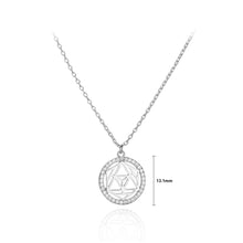Load image into Gallery viewer, 925 Sterling Silver Fashion Temperament Hollow Pattern Geometric Round Pendant with Cubic Zirconia and Necklace