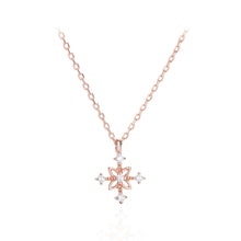 Load image into Gallery viewer, 925 Sterling Silver Plated Rose Gold Simple Fashion Snowflake Pendant with Cubic Zirconia and Necklace