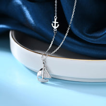 Load image into Gallery viewer, 925 Sterling Silver Fashion Elegant Sailing Pendant with Cubic Zirconia and Necklace