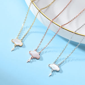 925 Sterling Silver Plated Gold Fashion Simple Cloud Shell Pendant with Necklace