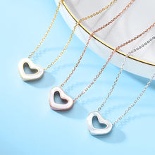 Load image into Gallery viewer, 925 Sterling Silver Plated Gold Simple and Fashion Hollow Heart-shaped Shell Pendant with Necklace