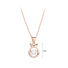Load image into Gallery viewer, 925 Sterling Silver Plated Rose Gold Fashion Temperament Angel Wing Geometric Round Pendant with Cubic Zirconia and Necklace