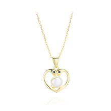 Load image into Gallery viewer, 925 Sterling Silver Plated Gold Swan Heart-shaped Imitation Pearl Pendant with Necklace