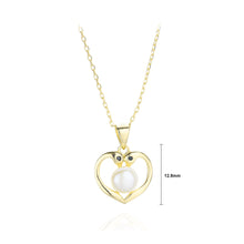 Load image into Gallery viewer, 925 Sterling Silver Plated Gold Swan Heart-shaped Imitation Pearl Pendant with Necklace