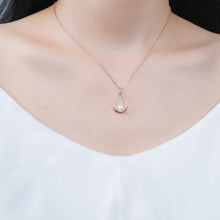Load image into Gallery viewer, 925 Sterling Silver Plated Rose Gold Simple Fashion Geometric Imitation Pearl Pendant with Necklace