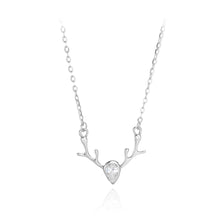 Load image into Gallery viewer, 925 Sterling Silver Simple Cute Elk Pendant with Cubic Zirconia and Necklace