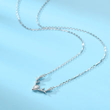 Load image into Gallery viewer, 925 Sterling Silver Simple Cute Elk Pendant with Cubic Zirconia and Necklace