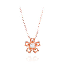Load image into Gallery viewer, 925 Sterling Silver Plated Rose Gold Fashion and Elegant Flower Imitation Pearl Pendant with Necklace