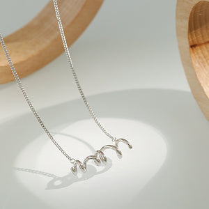 925 Sterling Silver Simple Temperament Geometric Curve Pendant with Necklace