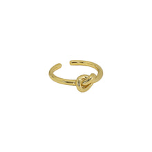 Load image into Gallery viewer, 925 Sterling Silver Plated Gold Simple Temperament Knot Adjustable Opening Ring