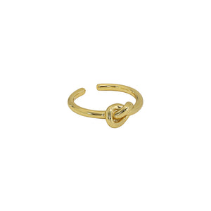 925 Sterling Silver Plated Gold Simple Temperament Knot Adjustable Opening Ring