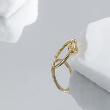 Load image into Gallery viewer, 925 Sterling Silver Plated Gold Simple Temperament Knot Adjustable Opening Ring