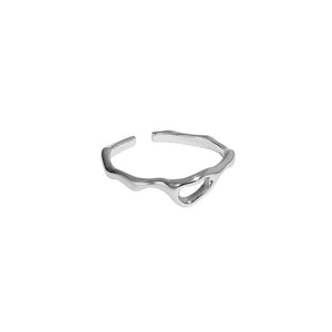 925 Sterling Silver Simple Temperament Hollow Irregular Geometric Adjustable Opening Ring