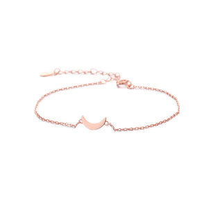 925 Sterling Silver Plated Rose Gold Simple Fashion Moon Bracelet