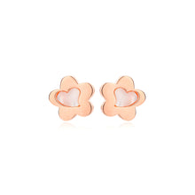 Load image into Gallery viewer, 925 Sterling Silver Plated Rose Gold Fashion Simple Flower Shell Heart Stud Earrings