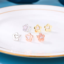 Load image into Gallery viewer, 925 Sterling Silver Plated Rose Gold Fashion Simple Flower Shell Heart Stud Earrings