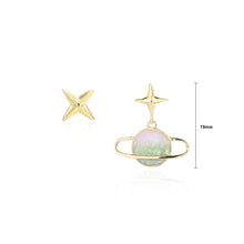Load image into Gallery viewer, 925 Sterling Silver Plated Gold Fashion Creative Planet Asymmetrical Stud Earrings