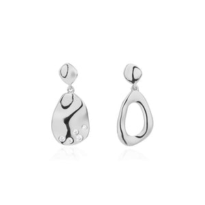 925 Sterling Silver Fashion Temperament Geometric Asymmetric Earrings with Cubic Zirconia