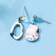 Load image into Gallery viewer, 925 Sterling Silver Fashion Temperament Geometric Asymmetric Earrings with Cubic Zirconia